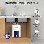ThermoMate Mini Tank Water Heater Electric UL Listed, ES400B 4 Gallon Point of Use Under Sink Water Heater, 120V Corded Wall or Floor Mounted