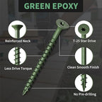 Wood Screws 2-1/2 Inch, FIXLINK Deck Screws #10 x 2-1/2", 310 PCS, Epoxy Coated, T25 Star Bit Above 1500 Hour Salt Spray Coating Outdoor Decking Screws Excellent Rust Resistant for Wood Fence, Green