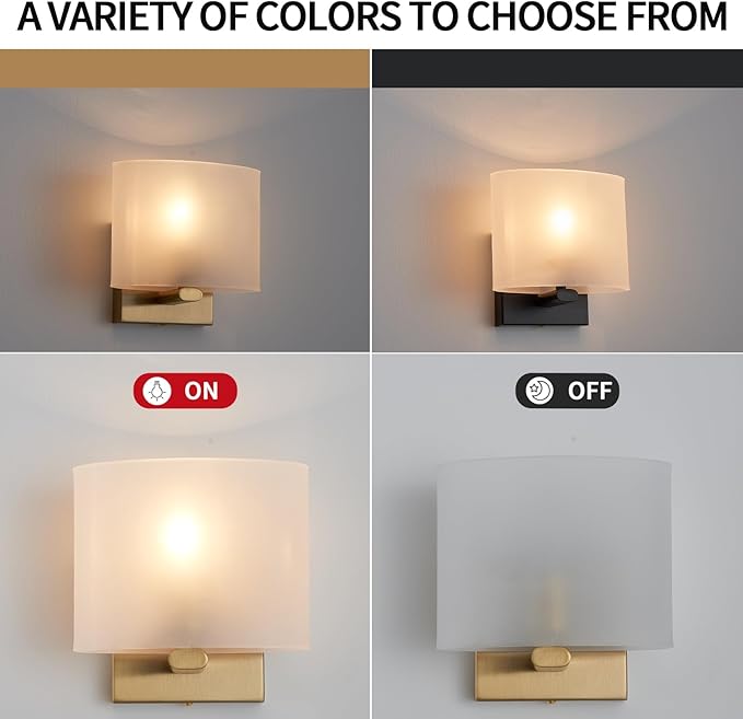 Hardwired Wall Sconces, Modern Acrylic Shade Wall Light Fixture, Gold Walls Mounted Lamp with Ceramic Lamp Holder, Classic E26 Bulb Walls Lighting for Bedroom, Living Room, Hallway 【No Bulb Included】