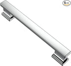 Alzassbg 5 Pack Polished Chrome Cabinet Pulls, 5 Inch(128mm) Hole Centers Kitchen Cabinet Handles for Cabinets and Drawers AL3061CP