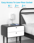 5 FT Flat Plug Extension with 4 USB(2 USB C), 6 AC Outlets Multiple Plug Expander Wall Charger, Ultra Thin Extension Cord, Power Strip Surge Protector for Home Office Kitchen. White