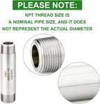 TAISHER 2PCS Stainless Steel Pipe Fittings, 1" NPT Male x 1" NPT Male Threaded, 8" Length Thickened Nipple Cast Pipe