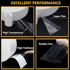 Super Thin Double Sided Tape 1inch x 82 feet Heavy Duty Clear Sticky Mounting Tape for DIY Crafts, Woodworking, Carpets, Posters, Photos, Scrapbook, Fashion Clothing, Heat Resistant, Residue Free