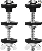 2PCS Universal Toilet Seat Bolts Kit, Heavy Duty Toilet Tank Bolts Replacement, Waterproof Stainless Steel Toilet Seat Screws and Rubber Washers Gaskets with Extra Long Nut