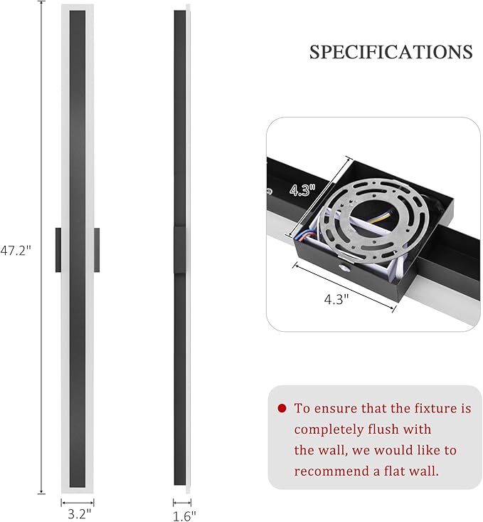 LamQee 47.2 Inch Long Outdoor Wall Lights Modern Exterior Lighting Fixtures for House, Waterproof 3000K 38W 1900LM LED Linear Outdoor Wall Sconces Lighting for Porch Patio Garage Door Yard Indoor