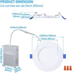TORCHSTAR Basic Series 12-Pack 4 Inch Ultra-Thin LED Recessed Lighting with Junction Box, CRI90, Aluminum, 4000K Cool White, 5%-100% Dimmable Slim Recessed Downlight, 9W 810LM, ETL and Energy Star