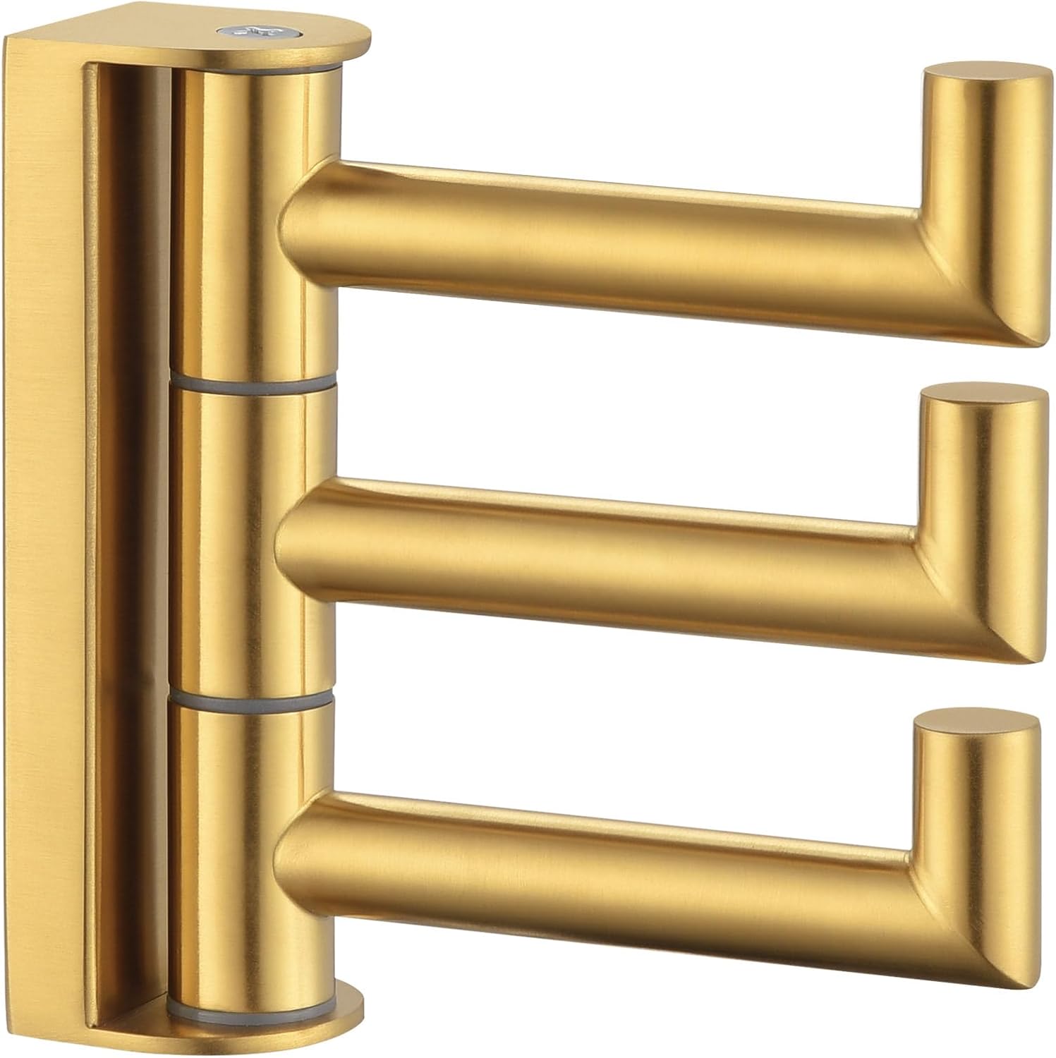 Angle Simple 3 Arms Towel Hook Brushed Gold, 304 Stainless Steel Swivel Triple Towel Holder, Folding Bathroom Hook, Wall Mount