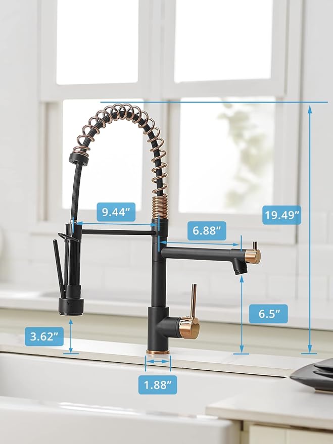 Black Kitchen Faucet,Matte Black Kitchen Faucet with Pull Down Sprayer AIMADI Commercial Single Handle Single Hole Rose Gold Kitchen Sink Faucets