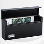 xydled Mailbox Wall Mount Door Mailboxes for Outside, Large Steel Hanging Metal Mailbox, Modern Post Box Package Parcel Drop Box for House Home, Textured Black, 14.56''x7.1''x4''