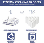 Nialnant Cotton Terry Kitchen Towels,12 x 12 Inches Dish Cloths Set of 8,Super Soft and Absorbent Dish Rags for Cleaning - Navy Blue Plaid