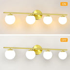 New Bathroom Vanity Light Fixtures Brushed Bronze Milk White Globe Glass Shade Modern Wall Bar Sconce Over Mirror (Brushed Brass, 4T)