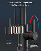 APPASO Kitchen Faucet with Water Filter, 2 Handle Waterfall 3 in 1 Kitchen Faucet, Black Kitchen Sink Faucet, 3 Hole Kitchen Faucets with Pull Down Sprayer (Without Water Filtration Device)