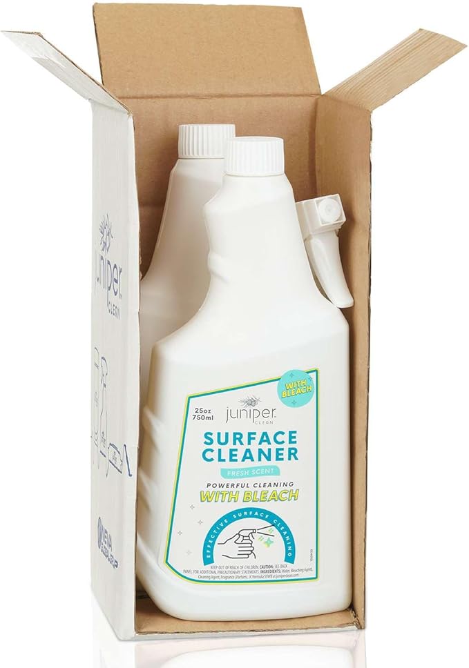 Juniper, Surface Cleaner With Bleach, All-Purpose Cleaner for Bathroom, Kitchen, Toilet, 25 Fl. Oz Trigger Spray Bottle, (Pack of 2), Total 50 Ounce