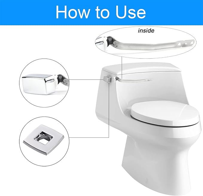 Toilet Flush Handle Replacement, Side Mount Toilet Tank Lever Fit for Kohler 85114-CP Trip Lever Kit, Polished Chrome