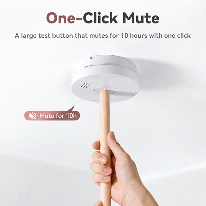 Smoke Detector 10 Year Battery, Smoke Fire Alarm with Photoelectric Sensor, Easy to Install with Magnetic Mount, Smoke Detectors with Silence Button & LED Lights for Home, 12 Pack