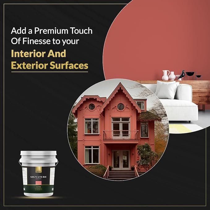 EVOLVE Signature Paint & Primer: Luxury Paint & Primer for Indoor & Outdoor Surfaces, Minimal Odor, Satin Sheen (Claycourt Red, 5 Gallon)