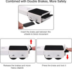 2Pcs Extendable Appliance Furniture Dolly Mobile Roller, Heavy Duty Adjustable Washing Machine Mobile Stand Base, Metal Movable Bracket for Refrigerator Washing Machine Dryers Diswashers Base, White