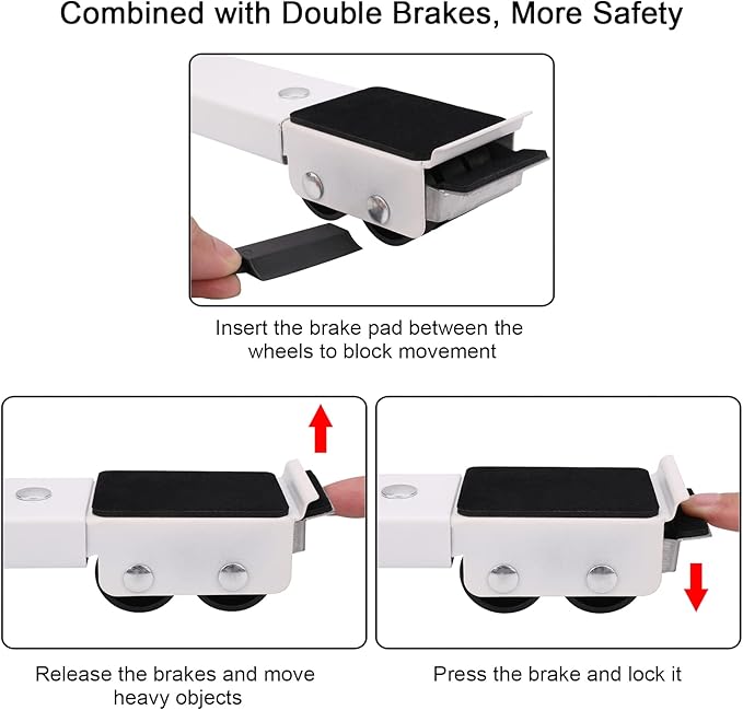 2Pcs Extendable Appliance Furniture Dolly Mobile Roller, Heavy Duty Adjustable Washing Machine Mobile Stand Base, Metal Movable Bracket for Refrigerator Washing Machine Dryers Diswashers Base, White