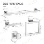 TQKAG Brushed Nickel Bathroom Hardware Accessories Set 10 Pieces, 23.6" SUS304 Stainless Steel Towel Bar Set Wall Mounted Includes Single Towel Bar, Towel Ring, Toilet Paper Holder, Double Towel Hooks