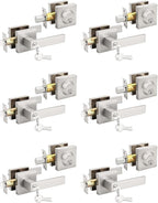 6 Pack Brushed Nickel Keyed Alike Front/Exterior Door Lever with Single Cylinder Deadbolt, Square Entry Door Knob Lock Set with Deadbolt Combination Sets, for Entrance/Front and Office Doors