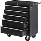 5-Drawer Rolling Tool Chest w/Drawers & Lock, Tool Storage Cabinet with Lockable Wheels, Top Cushion & Drawer Liners, Tool Organizer Box for Garage, Warehouse & Repair Sho