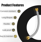 5 Pack Foskan 24-Inch Flexible Water Heater Connector Hose,with 1/2" Push-Fit x 3/4" FIP,Compatible with Copper, PEX, CPVC, and PE-RT Pipes for Water and Heating Use（24" Length）