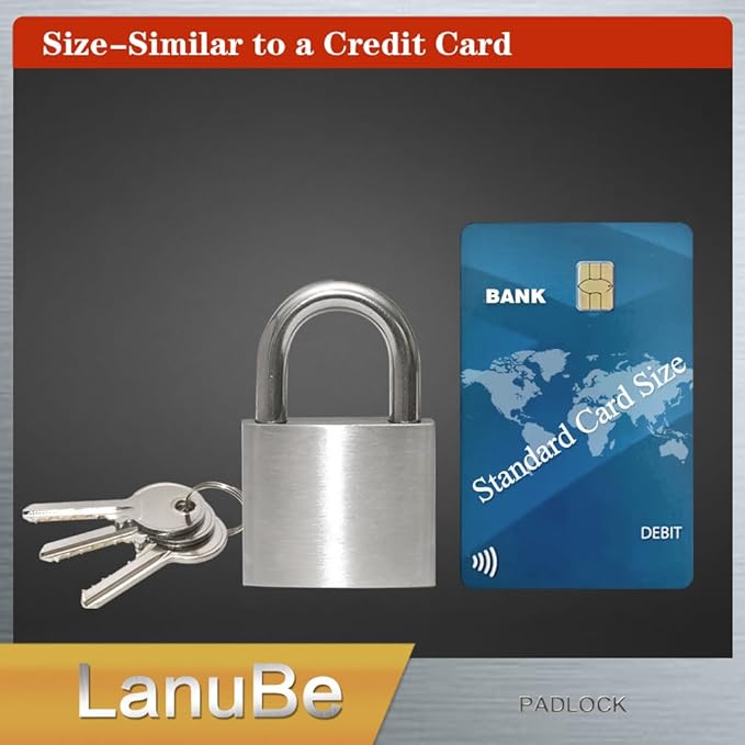 LanuBe 304 Stainless Steel Keyed Alike Padlocks for Outdoor use, Pin Tumbler Padlock, 2 inch Wide Body, Stainless Steel Body Normal Shackle, Pack of 2