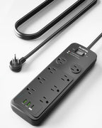 Surge Protector Power Strip 6FT, PLUGTUL Surge Protector with 8 Outlets - Spacious Design for Large Plugs, Flat Plug, 20W USB C Charging for Home, Office, ETL Listed, 2040J