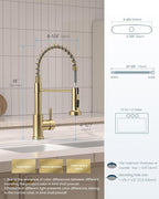 APPASO Gold Kitchen Faucet with Pull Down Sprayer, Brushed Gold Kitchen Sink Faucets 18 Inches Commercial Single Handle High Arc Faucet for Sink, Stainless Steel Kitchen Faucet for Sink 1 or 3 Holes