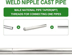 TAISHER 1PCS 304 Stainless Steel Pipe Fittings, 1" NPT Male Threaded, 12" Length Weld Nipple Cast Pipe