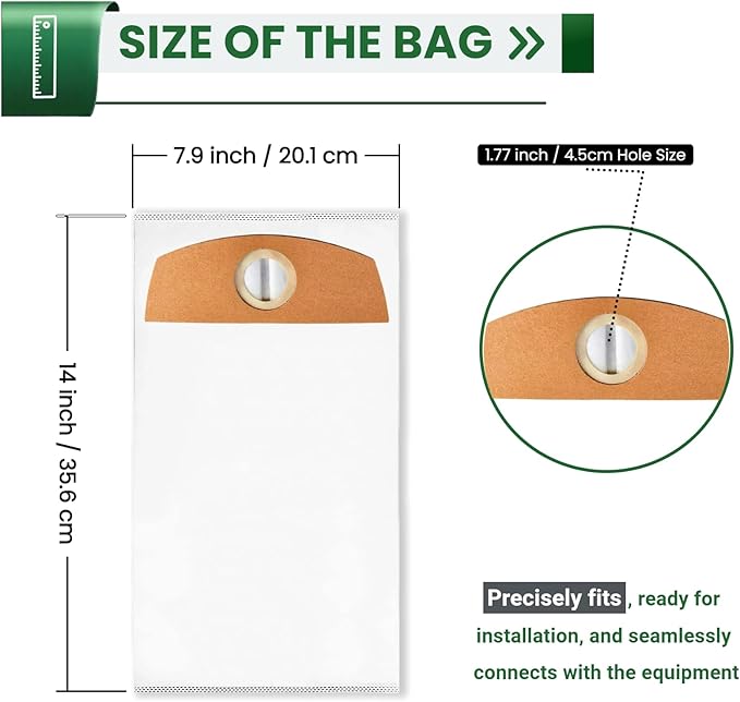 10-Pack Wet/Dry Fleece Dust Bags for FLEX 24V Brushless Wet/Dry Vacuum Cleaner - FT522 Replacement HEPA Vacuum Cleaner Bags with Triple-Layer Filtration & Leak-Proof Design