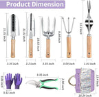 Garden Tools Set 9-Piece, Heavy Duty Stainless Steel Garden Hand Tools with Floral Tote Bag - Rust-Proof Garden Tools for Gardening, Gardening Gifts for Women Mom