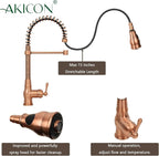 Pre-Rinse Spring Kitchen Faucet, Single Handle Solid Brass High Arc Pull Down Sprayer Head Kitchen Sink Faucet