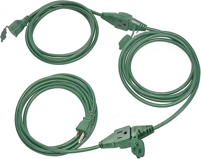 Clear Power 16 Gauge 3Prong Cords (3 Outlets, Green, 25 ft)