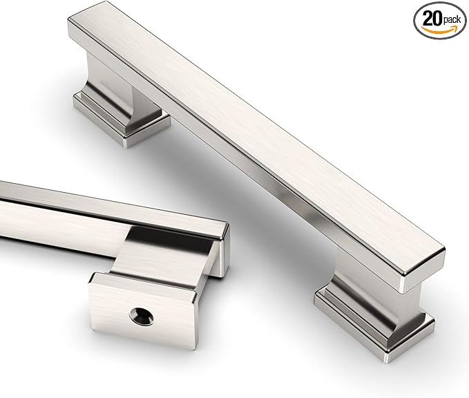 Asidrama 20 Pack 3.75 Inch(96mm) Brushed Satin Nickel Kitchen Cabinet Handles, Cabinet Pulls Kitchen Cabinet Hardware for Cupboard Drawer Pulls