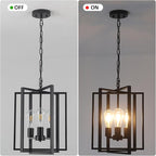 Black Farmhouse Modern Chandelier Light Fixture for Dining Room, 3 Light Rustic Kitchen Island Metal Pendant Hanging, Adjustable Geometric Foyer Light Fixtures for Entryway Hallway Living Room