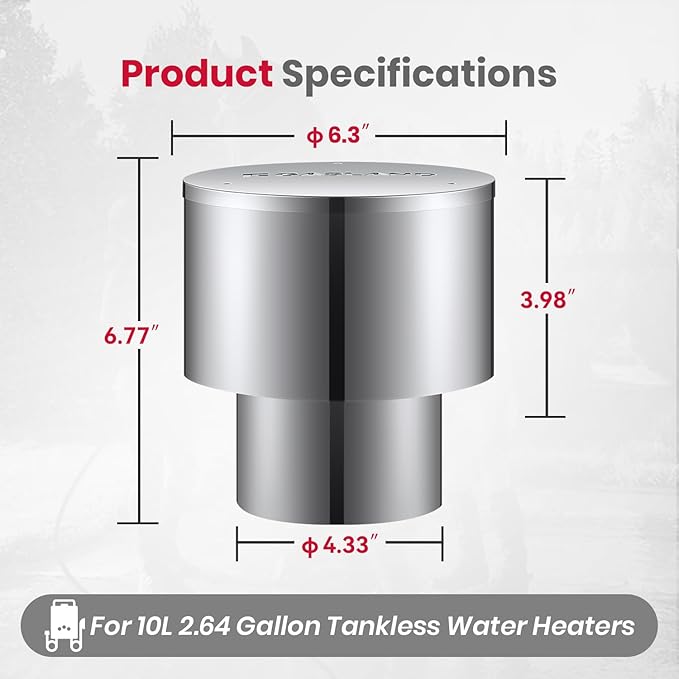 GASLAND 4.33" Rain Cap for Tankless Water Heater BS211 BS264 BS318 BE264 BE264B BE422 BE422B BE528, Stainless Steel Rain Proof Windproof Cap, Perfect for Outdoor Installation