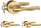 Amerdeco 3 Pack Champagne Bronze Door Handles Interior, Knurled Privacy Door Handles, Heavy Duty Door Lever for Bedroom or Bathroom, Reversible Keyless for Left Right Handed Doors AM0016 ASIN