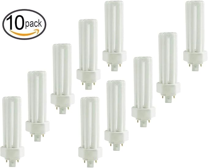 (10 Pack) PLT-26W 830, 4 Pin GX24q-3, 26 Watt Triple Tube, Compact Fluorescent Light Bulb, 3000K Soft White, 10 Count.
