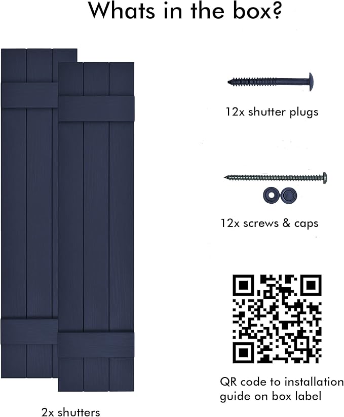 Board & Batten Vinyl Shutters (1 Pair) | 11"x31" (3-Board) - Navy Night Sky | Exterior Window Shutters | Includes Mounting Hardware | Simple Installation | Made in USA