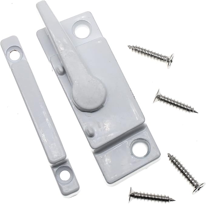 2 Pack Sliding Window Sash Locks Zinc Alloy Sash Lock White Window Locks Sliding Window Parts and Hardware Latch Lock for Double Hung Window Vertical and Horizontal Sliding Windows