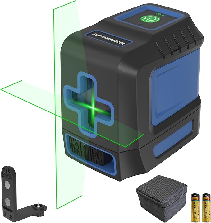 Laser Level, 100ft Self Leveling Green Cross Line nivel Laser, Lazer Leveler Tool for Picture Hanging Construction Floor Tile Wall Home Renovation, Indoor Outdoor Project