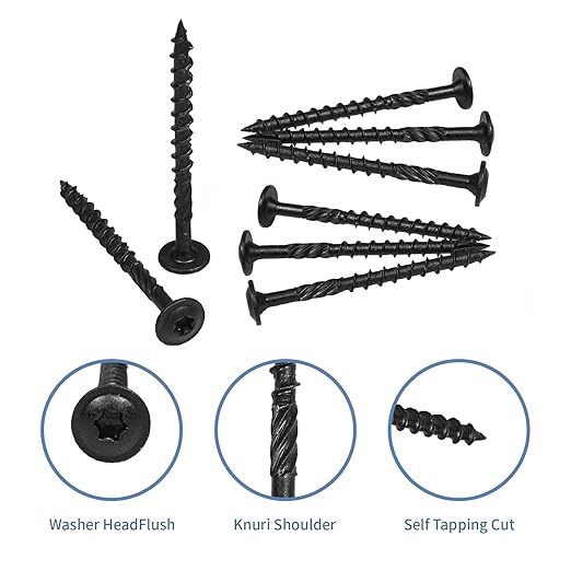 Lag Screws 3 Inch, 25PCS Heavy Duty Construction Screw,Structural Wood Screw #14 x 3, Rust Resistant, Washer Head, Black Coated Exterior Wood/Lag Screws, Star Drive with Bit