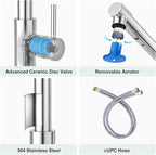 CREA Sink Faucets with Sprayer - Pull Out Bathroom Faucet - Single Hole 1 Handle Bar Faucets for Mini Pre Sink RV Outdoor Laundry Room - Chrome Stainless Steel