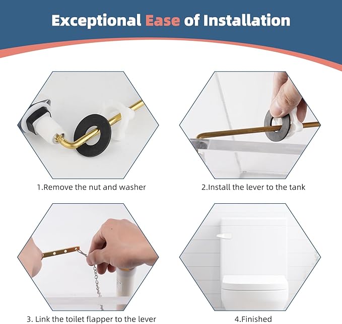 iFealClear 2 Pack Universal Toilet Handle Lever Flush Replacement, Front Mount Toilet Trip Lever Compatible with American Standard, Stainless Steel Flapper Chain, Solid Brass, White