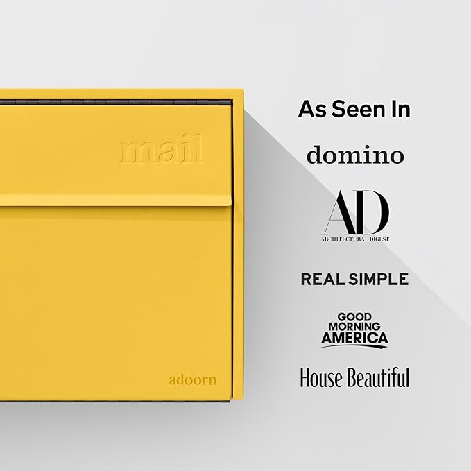 Wall Mount Mailbox - Small, Anti-Theft Locking Mailbox, Weatherproof Mailboxes for Outside The House, 13.5" H x 15" L x 5.5" D (Curb Yellow)