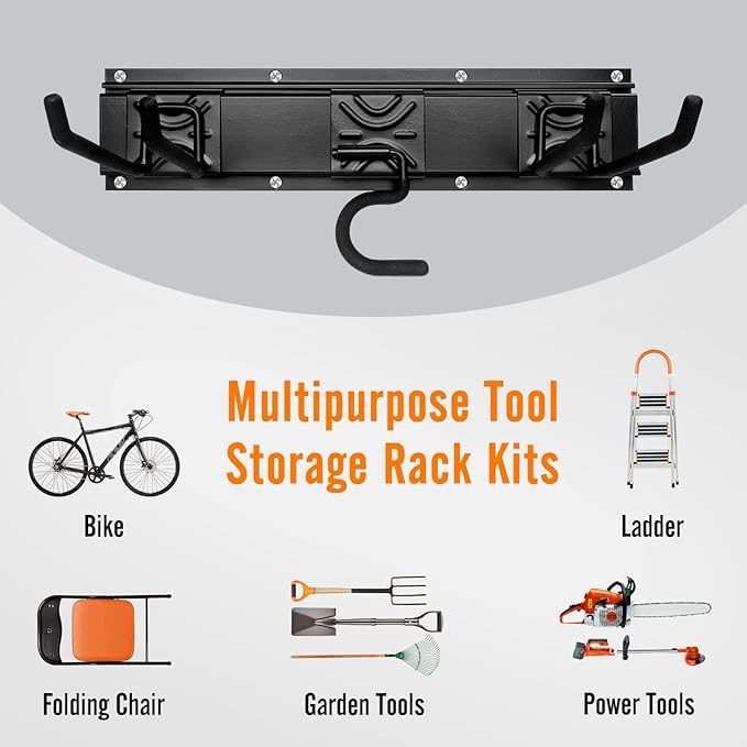 Garage Garden Tool Storage Rack Organizer Wall Mount, Yard Shovel Rack Holder Organization, Heavy-Duty Extra Width Panels for Hanging Landscaping Equipment,Ladders,Sport Gears,Hoses,Lawn Trimmer