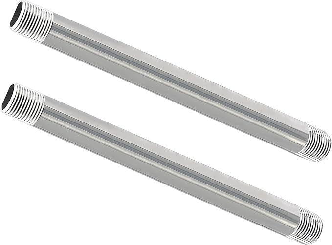 GeilSpace 3/4" x 12" Stainless Steel Pipe, 304 Pipe Nipple Fits Standard 3/4 Inch Threaded Pipes and Fittings, DIY Industrial Metal tube (2 PCS)