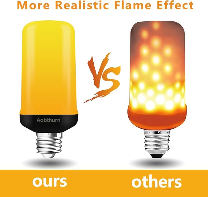 Flame Light Bulbs, 4 Modes LED Flame Effect Light Bulb, E26 Base Flickering Light Bulb with Gravity Sensor,Flickering Light Bulbs Halloween Home Party (Update 2 Pack)
