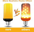 Flame Light Bulbs, 4 Modes LED Flame Effect Light Bulb, E26 Base Flickering Light Bulb with Gravity Sensor,Flickering Light Bulbs Halloween Home Party (Update 2 Pack)
